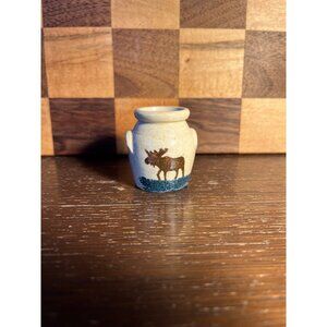 Miniature Stoneware Jar with Moose